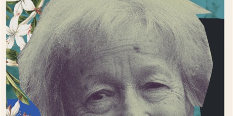 Powiększ grafikę: Portret Wisławy Szymborskiej na tle wiosennych kwiatów