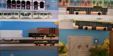 Powiększ grafikę: Obrazy przedstawiające autobusy z papieru wykonane przez autora.