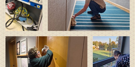 Powiększ grafikę: Kolaż zdjęć z różną tematyką dotyczącą pracy wspomaganej w hotelu.